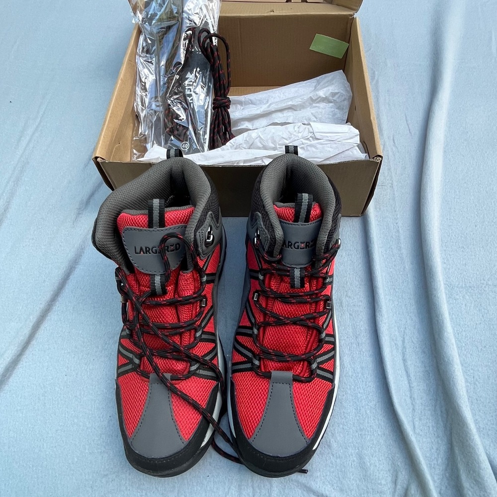 LARGERED Womens Mid Waterproof Hiking Boots Red Grey LM030-F Size 9W EU 40 NIB